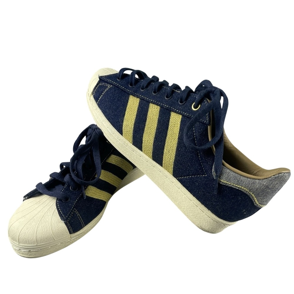 Adidas Superstar 82 Denim Gold Stripe Sneakers Mens 11 Low Top Casual